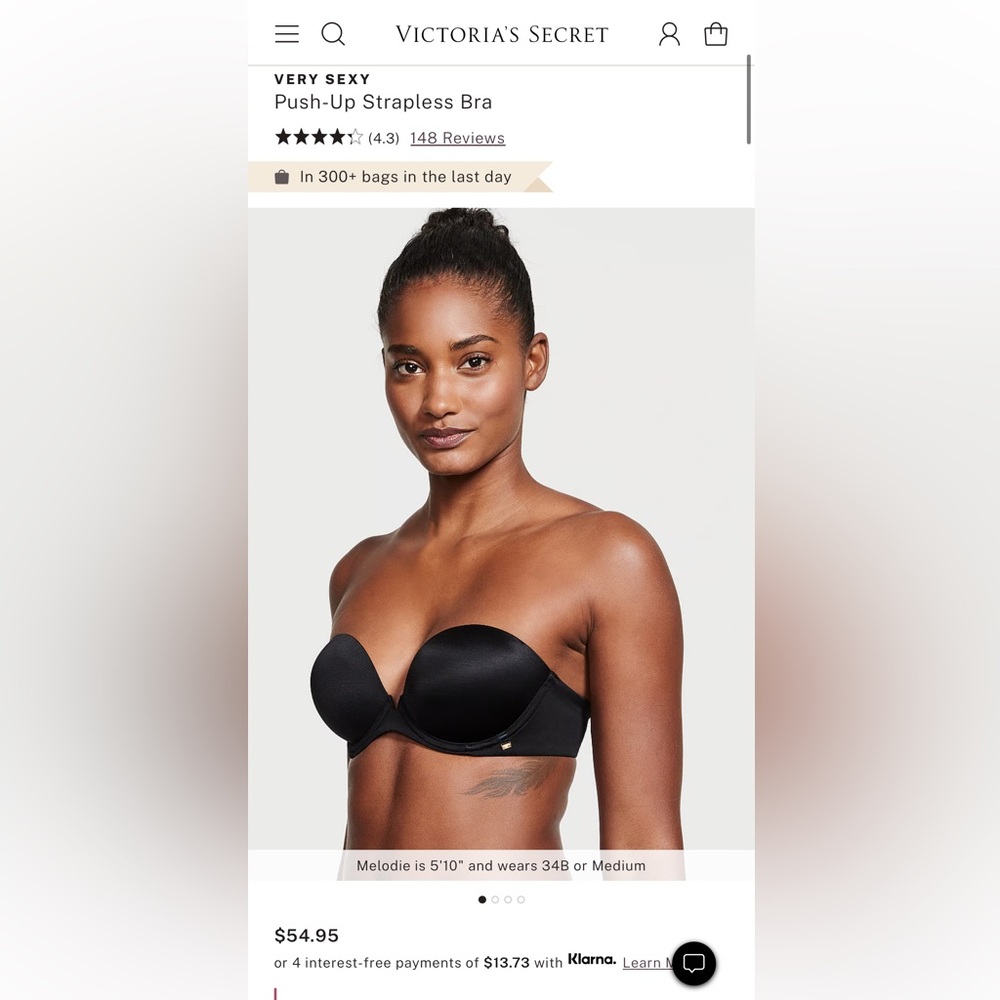 Victoria’s Secret Very Sexy Push - Up strapless bra (with detachable straps)